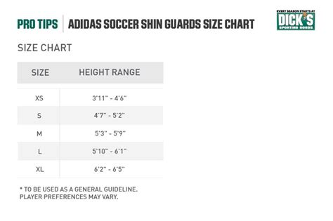 adidas shinguard size chart.